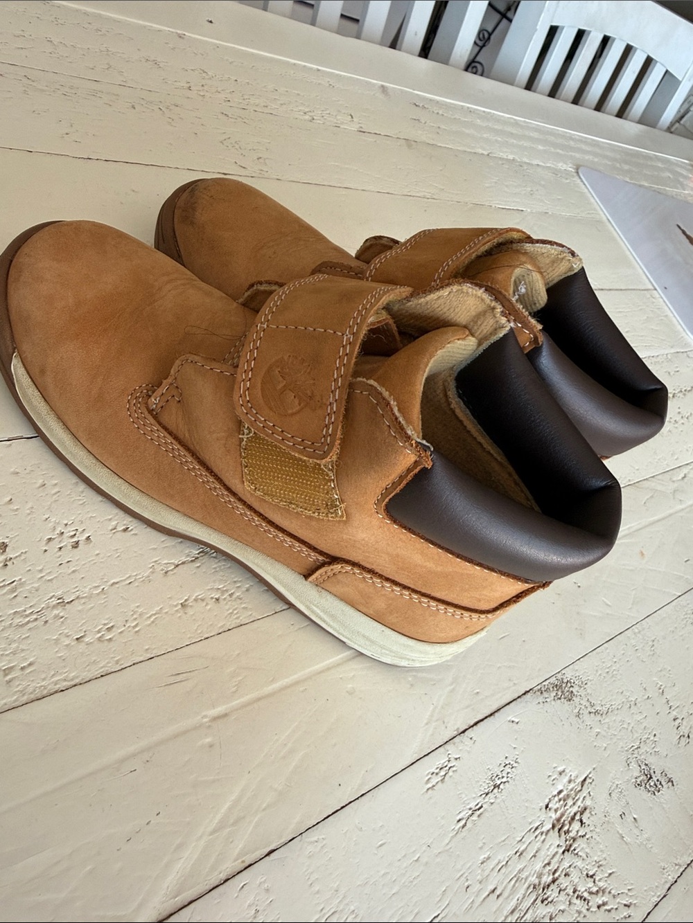 Timberland Kids Tan Suede Velcro Ankle boots size 12
